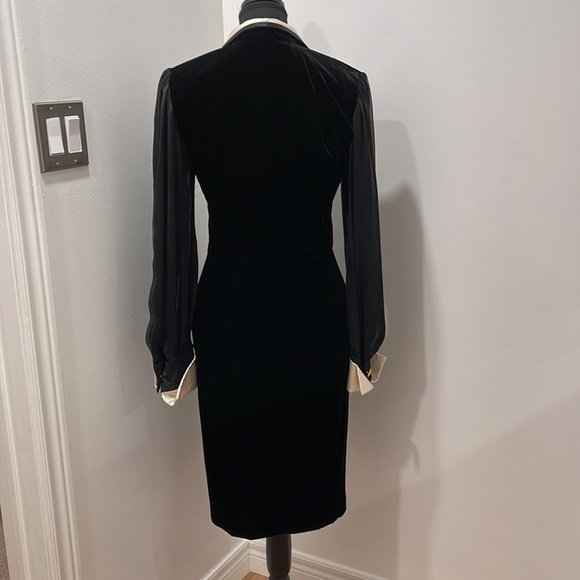 Vintage Escada Couture Sheer Sleeve Velvet Dress - Picture 12 of 13